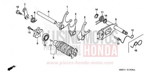 GEAR SHIFT DRUM/ GEAR SHIFT FORK XR650R2 de 2002
